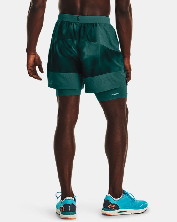Men's UA Iso-Chill Up The Pace 2-in-1 Shorts, Green, pdpMainDesktop image number 1